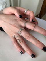 Pearl N beads Thin ring SET