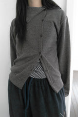 unbal highneck cardigan(2colors)