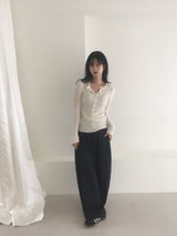 ヘンリーネックルーズフィットニット