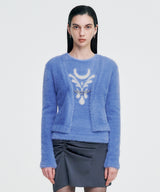 Chain Link Furry Cardigan _ SKY BLUE