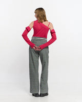 Detachable Sleeve One Shoulder Top _ PINK