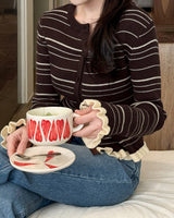 Vulvun frill striped cardigan