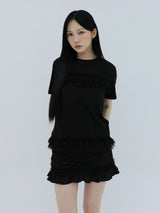 フリル カンカンTシャツ(BLACK)