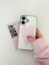 [Magsafe] ピンクハート シルバーガラスバンパーケース