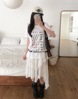 Humming Lace Unbalance Skirt