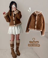 E-Tion High-Neck Zipper Tteokbokki Wool Hoodie Mustang