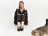 Fluffy Zip-Up Hoodie (Brown)
