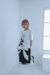 big ribbon skirt(grey×white)