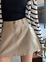 Rear Cotton A-line Mini Skirt / 2 colors