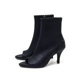 ニューオープントゥスリムアンクルヒール(Black)