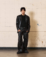 Circle Leather Blazer (Black)