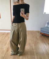 マイルドローライズコットンワイドパンツ