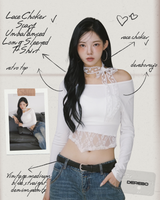 Lace Choker Scarf Unbalanced Long-Sleeved T-Shirt
