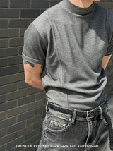 [MUSCLE FIT] Slit mock neck half knit(3color)