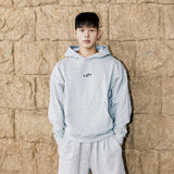 DOUBLE LOOP LOGO SLEEK HOODIE SWEATSHIRT GRAY