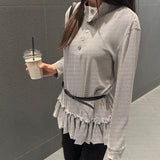 ストライプリンクルTシャツ ホワイト