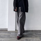 Washed Multi-Button Wide Pants