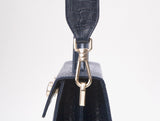 LAZEL MINI CROC shoulder leather bag / Wani Navy