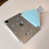Blue Rain Dot Pattern Y-Fold iPad Case