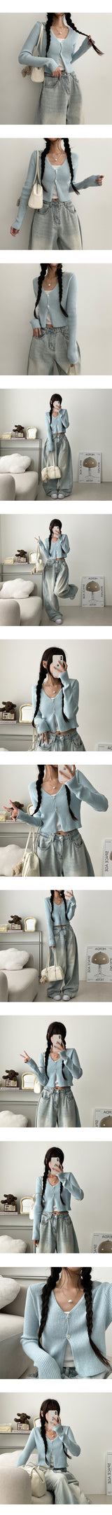 Jane to Snap Slim Ribbed Knit Cardigan
