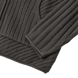 Rib Knit Hoodie Zip-Up - CHARCOAL