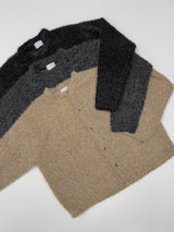 Mockneck Overfit Fur Cardigan