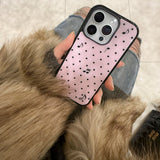 xs ♩♪♬ ドット. (ピンク) グラスバンパー iPhoneケース