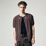 filigree half sleeve summer cardigan brown