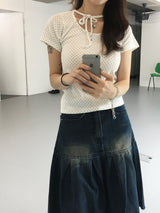 メリードットリボンクロップTシャツ (3c)
