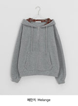 Kistilo Check Half Zip-Up Fleece Hoodie