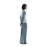 Side Panel Mermaid Maxi Skirt / Blue Grey