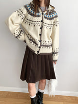 Nordic Mood Vintage Hooded Knit Cardigan