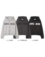 Dark Button Hooded Cardigan