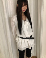 ロエント Vネック ティアード レイヤード ドレス
