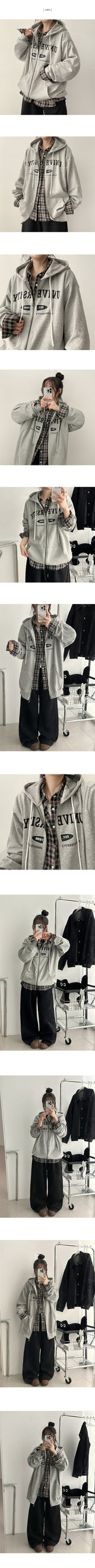 Ronnie Lettering Over Loose Fit Hooded Zip-Up