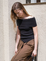 (T-7060)STRAP OFF SHOULDER KNIT