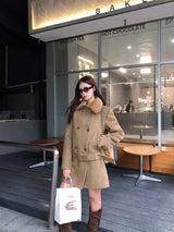 Lux wool belt padded half coat