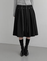Er Rivet Pintuck Midi Skirt