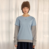 ロゴレイヤードストライプTシャツ (SKY BLUE)