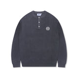 XTK166 Loose Fit Henley Neck Pullover Knit (CHARCOAL)