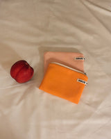 Vivid soft cotton flat pouch - orange , S size