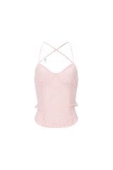 lace backless top pink butterfly