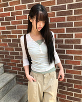 ハベルボタンⅤネックロングスリーブTシャツ