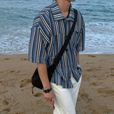 ASCLO Multi Stripe Knitting Short Sleeve Shirt (2color)