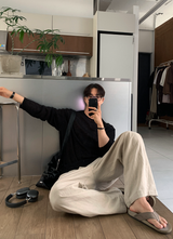 Aid Daily Linen Overfit Long Sleeve T-shirt