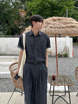 Olin linen indigo half shirts