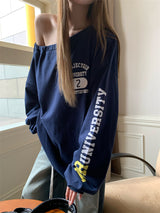 Boxy loose fit off-shoulder sweatshirt