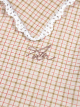 CHECK LACE SLIM SHIRT_Beige