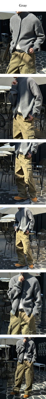 [Unisex] ヒドゥンクロップニットジップアップ(3color)