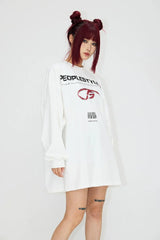 パンクプリントブリーチド長袖Tシャツ